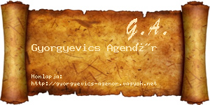Gyorgyevics Agenór névjegykártya